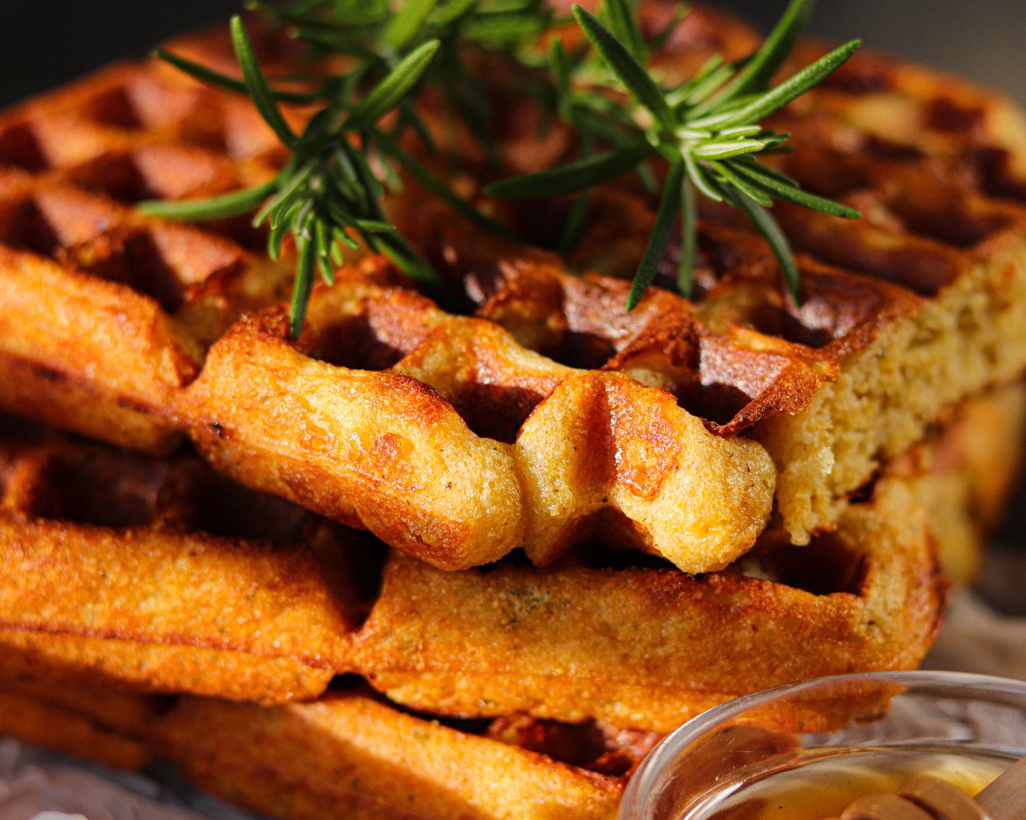 Savory Cheddar and Rosemary Cornbread Waffles | Gluten Free made with Station 1923 Black People Spaghetti Seasoning